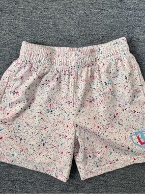 Kids White Speckle Print Elastic-Waist Shorts